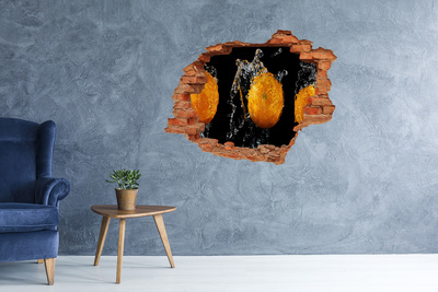 Sticker mural effet trou Oranges et eau brique