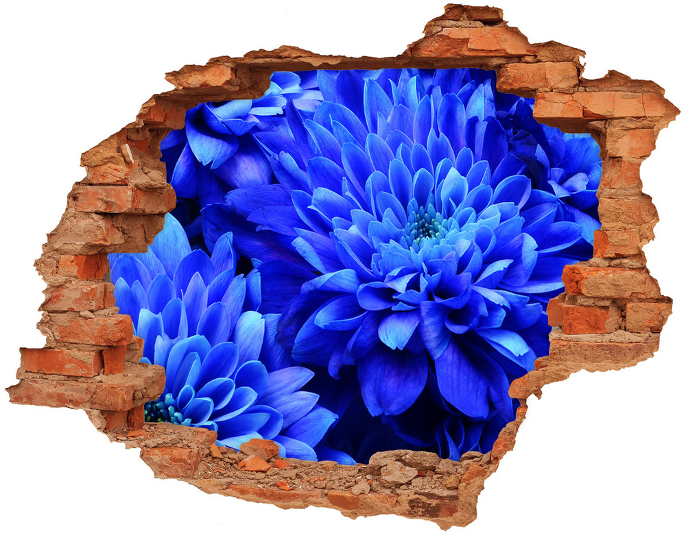 Sticker mural effet trou Aster bleu brique