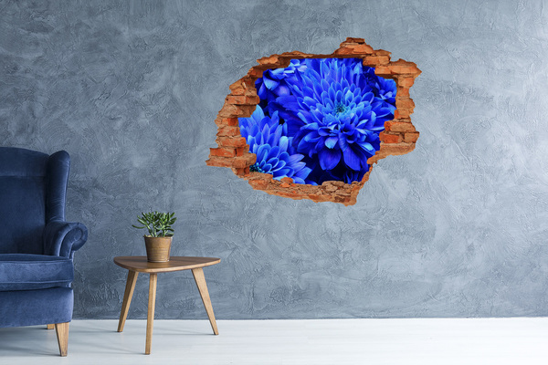Sticker mural effet trou Fleur bleue dans un trou dans le mur