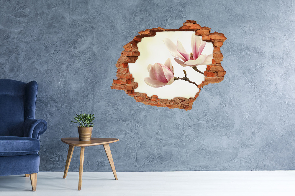 Sticker mural effet trou Magnolia brique