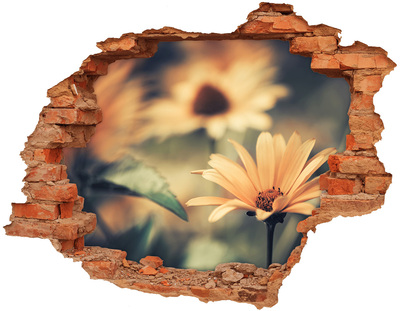 Autocollant à effet 3d trou Des fleurs dans un mur en ruine