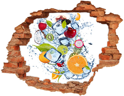 Sticker mural effet trou Fruits et glace brique