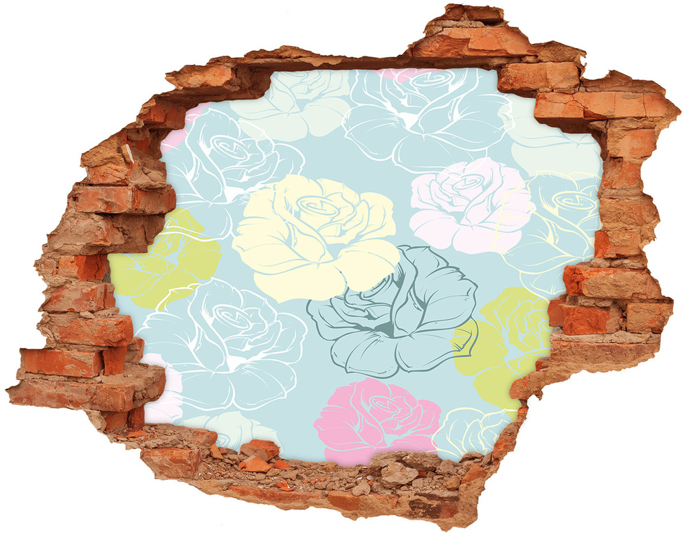 Sticker trou dans le mur Des roses brique