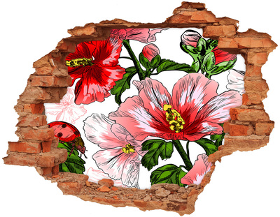 Sticker trou dans le mur Hibiscus brique