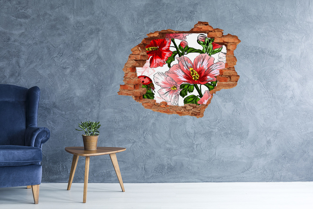 Sticker trou dans le mur Hibiscus brique