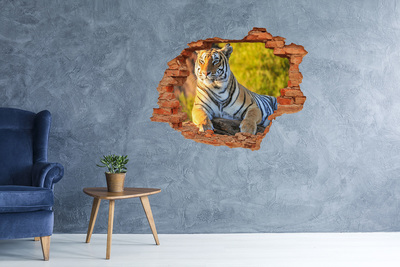 Sticker mural effet trou Portrait d'un tigre brique