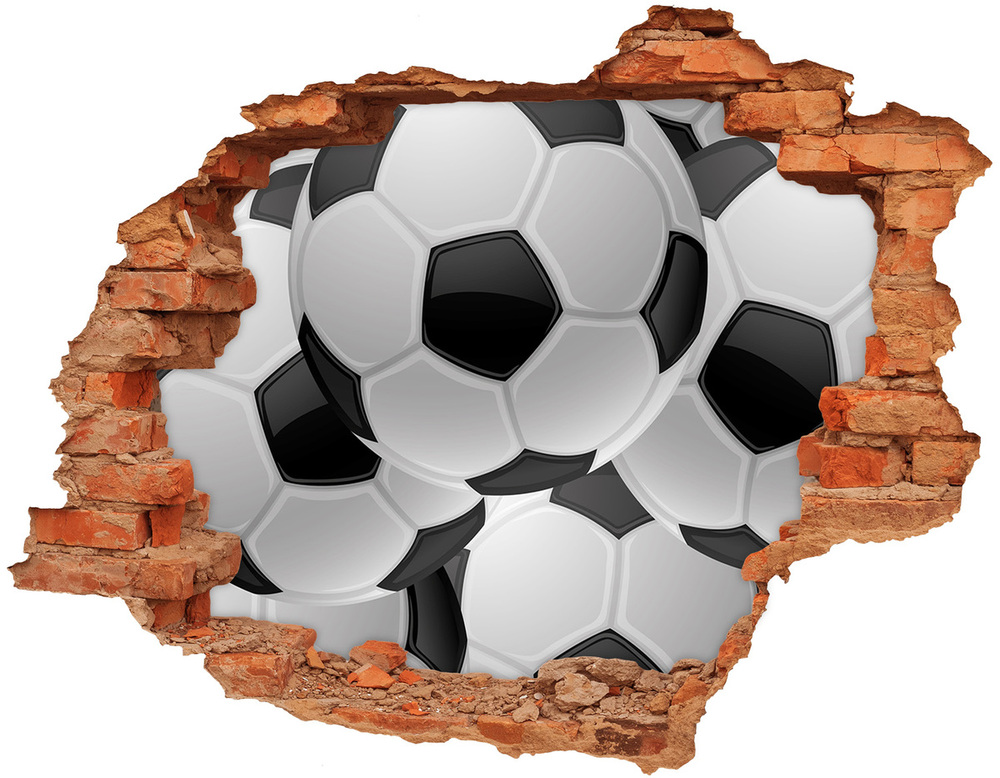 Sticker mural effet trou Football brique