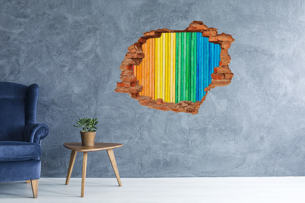 Autocollant à effet 3d trou Des panneaux colorés dans un trou dans le mur
