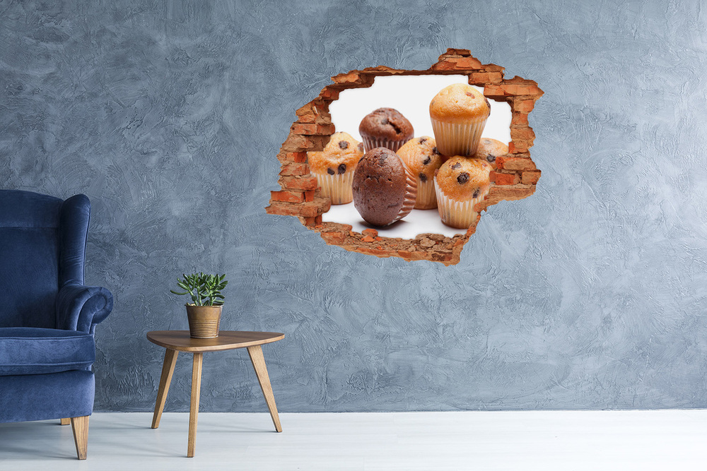 Autocollant mural trou Cupcakes brique