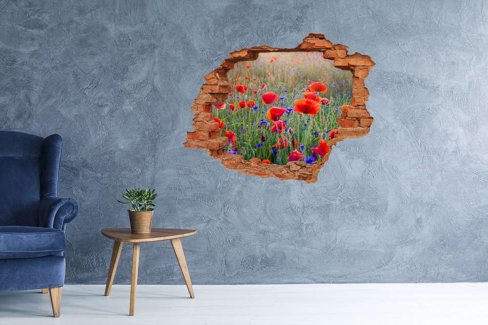 Autocollant mural trou Fleurs de terrain brique