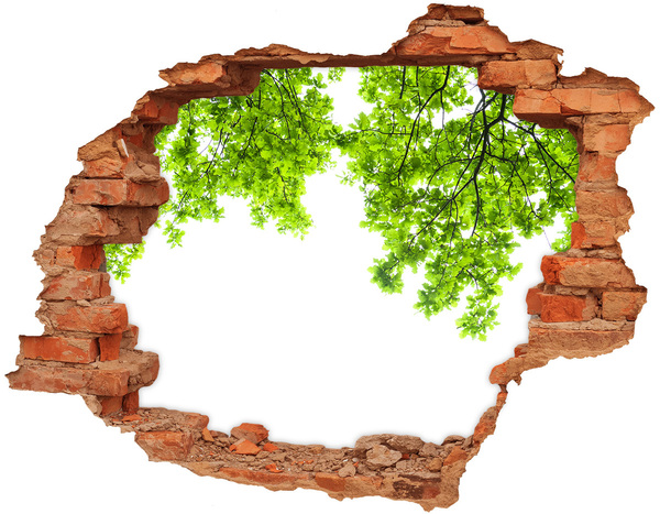 Autocollant à effet 3d trou Une oasis de verdure derrière le mur