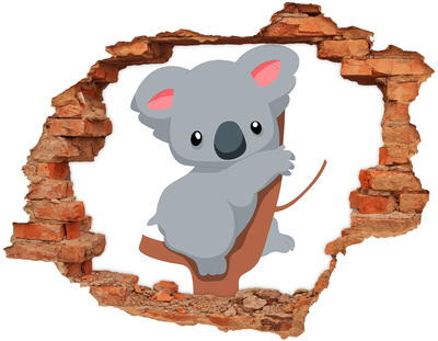 Autocollant à effet 3d trou Koala sur un arbre brique