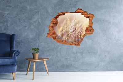 Autocollant à effet 3d trou prairie fleurie derrière le mur