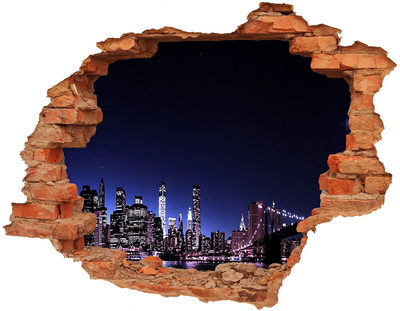 Autocollant mural trou Panorama nocturne de New York