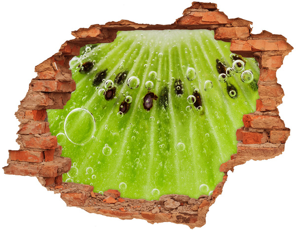 Sticker mural effet trou Fruit vert avec des gouttes d'eau