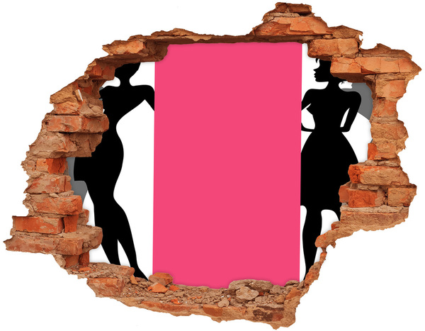 Autocollant mural trou Silhouette élégante dans un trou dans le mur