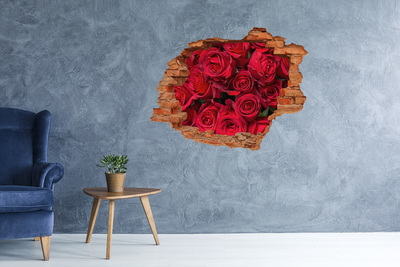 Sticker trou dans le mur Roses rouges brique