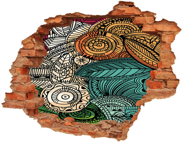 Sticker trou dans le mur Motifs colorés sur fond de pierre