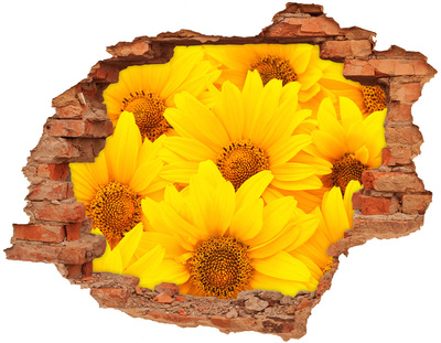 Autocollant à effet 3d trou Des tournesols dans un trou dans le mur