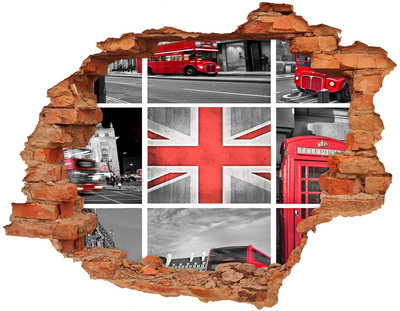 Autocollant à effet 3d trou Paysage britannique dans un trou dans le mur