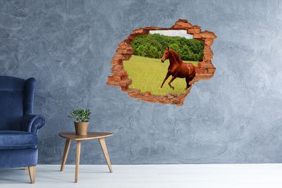 Autocollant mural trou Cheval au galop dans une prairie pittoresque