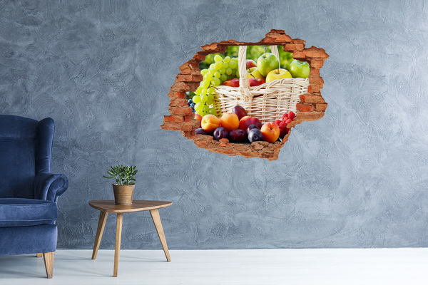 Sticker mural effet trou Un panier rempli de fruits