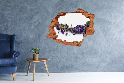 Sticker mural effet trou Lavande plantes brique