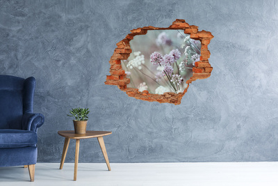 Autocollant mural trou Fleurs sauvages brique