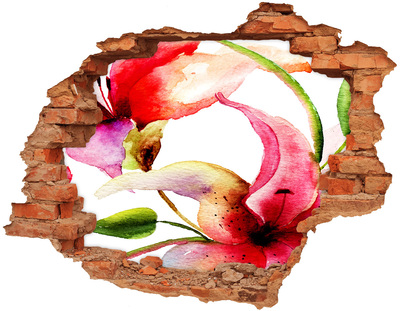 Sticker mural effet trou Une explosion florale de couleurs