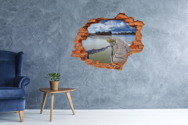 Autocollant à effet 3d trou Un pont sur l'eau