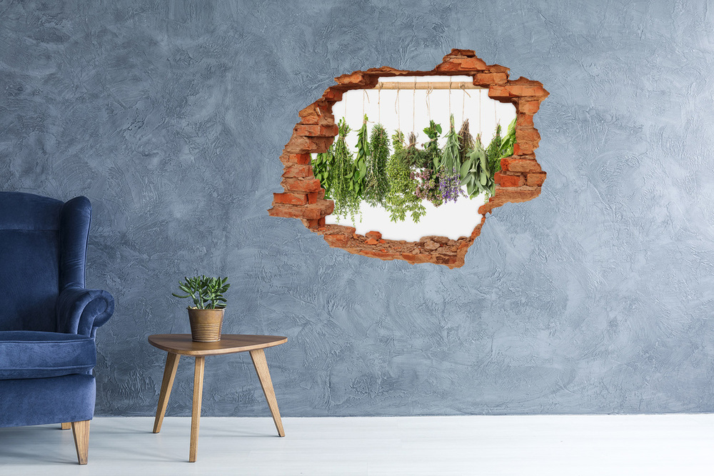 Autocollant mural trou Herbes sur une corde bâton brique