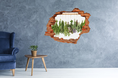 Autocollant mural trou Herbes sur une corde bâton brique