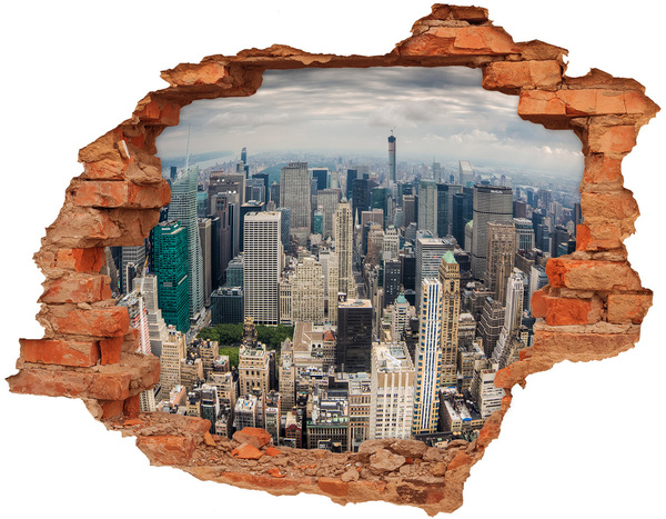 Sticker mural effet trou Vue de New York