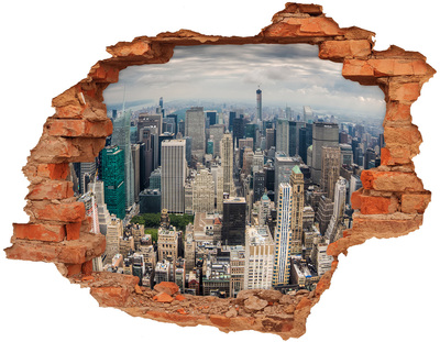 Sticker mural effet trou Vue de New York