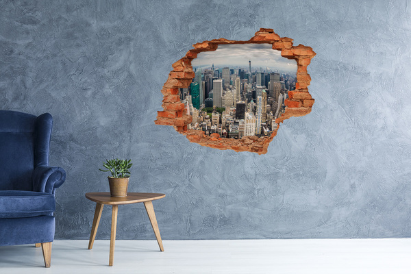 Sticker mural effet trou Vue de New York