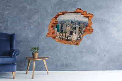 Sticker mural effet trou Vue de New York