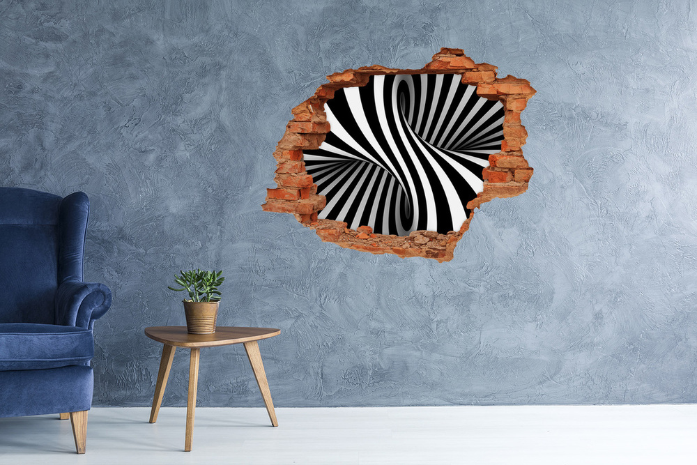 Sticker mural effet trou Vortex abstraction brique