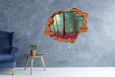 Sticker mural effet trou Feuilles d'automne brique