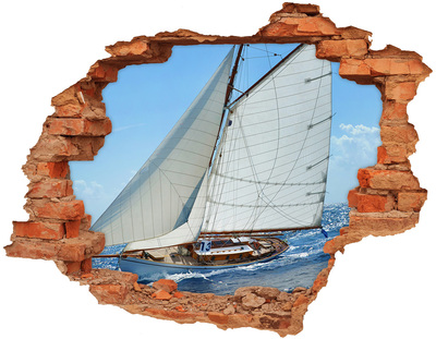 Sticker mural effet trou Yacht brique