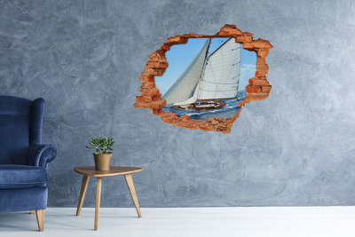 Sticker mural effet trou Yacht brique