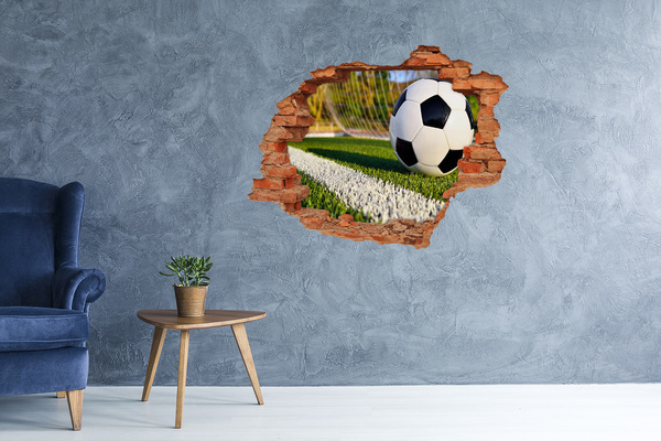 Sticker mural effet trou Football en action