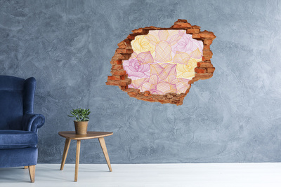 Autocollant mural trou Motif floral trou dans le mur