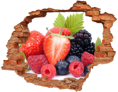 Sticker mural effet trou Motif de fruits des bois brique