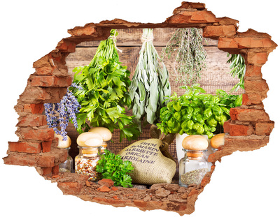 Autocollant mural trou Cuisine verte aux herbes aromatiques