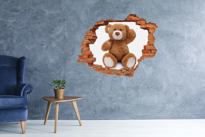 Sticker trou dans le mur Ours en peluche brique