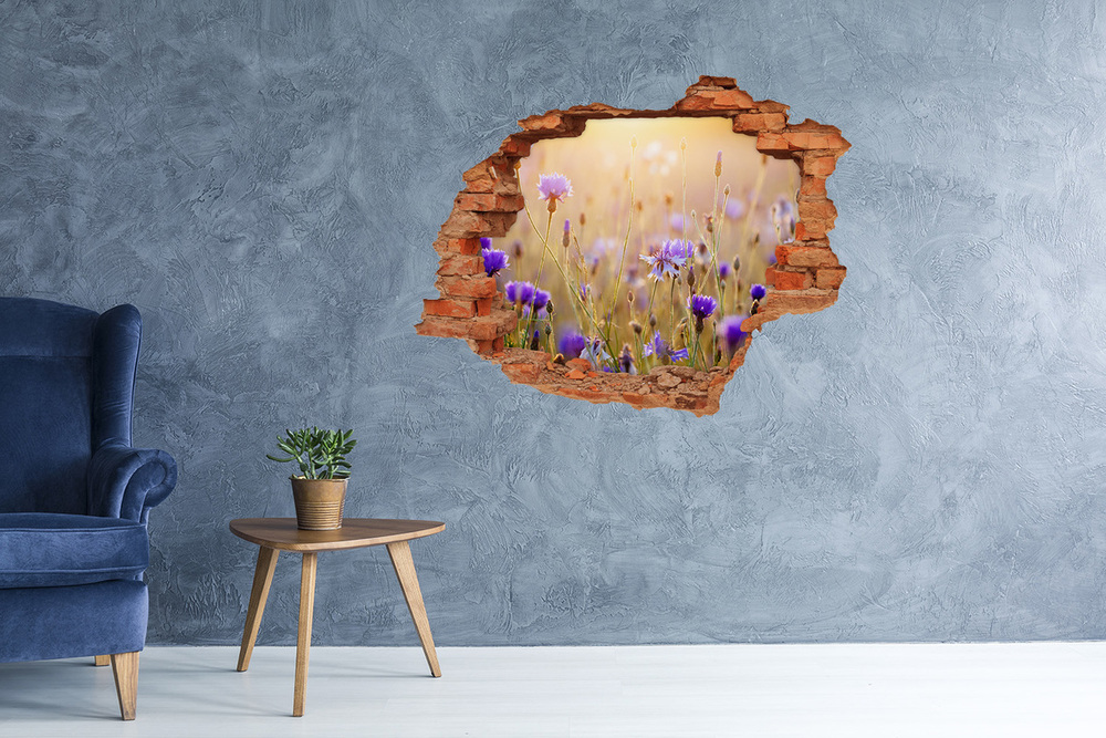 Sticker mural effet trou Fleurs de terrain brique