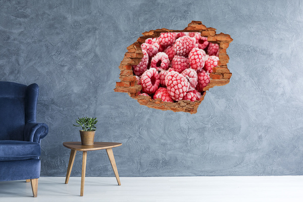 Autocollant à effet 3d trou Framboises congelées dans un trou dans le mur