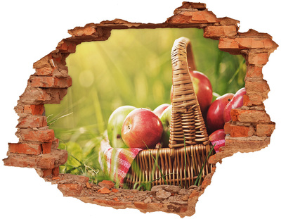 Autocollant à effet 3d trou Un panier de pommes dans la nature