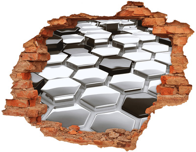 Sticker mural effet trou Hexagones modernes en béton