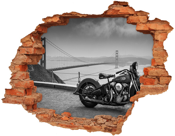 Sticker trou dans le mur Moto au Golden Gate Bridge